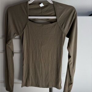 Old Navy Olive Green Long Sleeve Scoop Neck Top